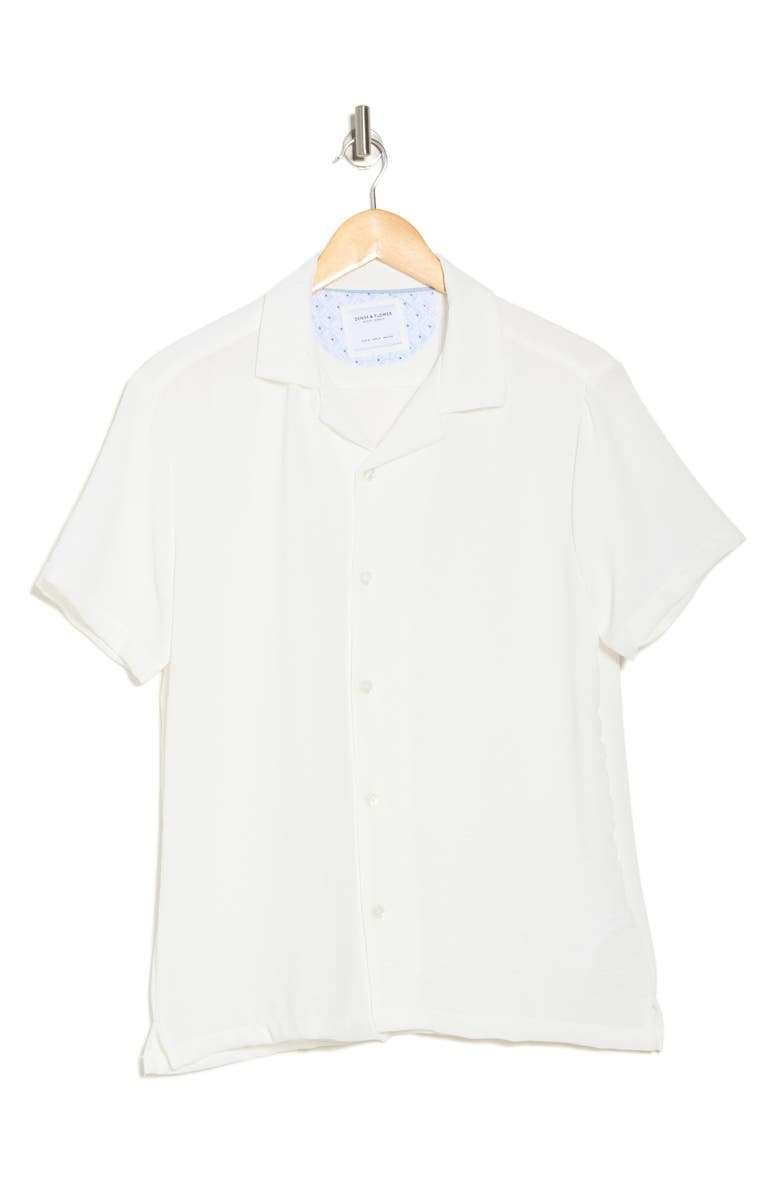 DENIM AND FLOWER White Textured Woven Camp Shirt, Alternate, color,