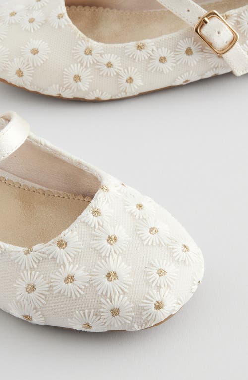 Next Kids' Embroidered Daisy Mary Jane Flat In Neutral