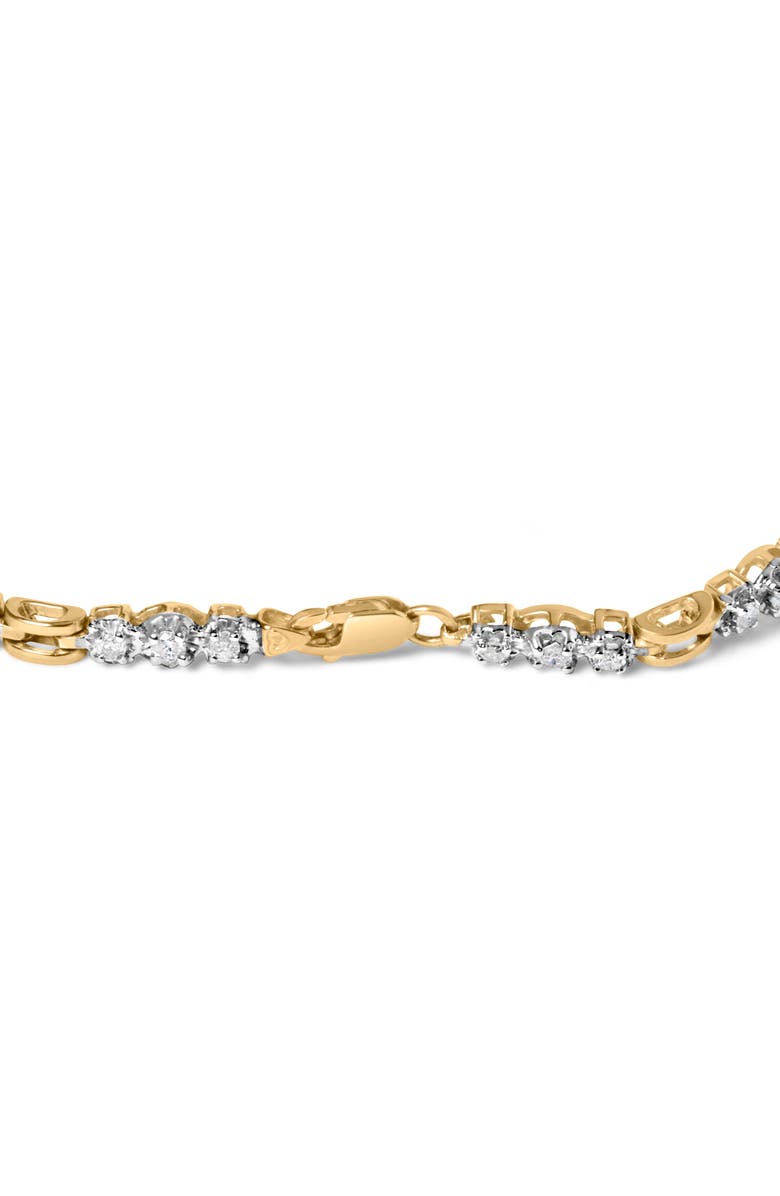 Haus of Brilliance 10k Yellow Gold 1.00 Cttw Diamond 3 Stone Link Bracelet Inches, Alternate, color, Yellow