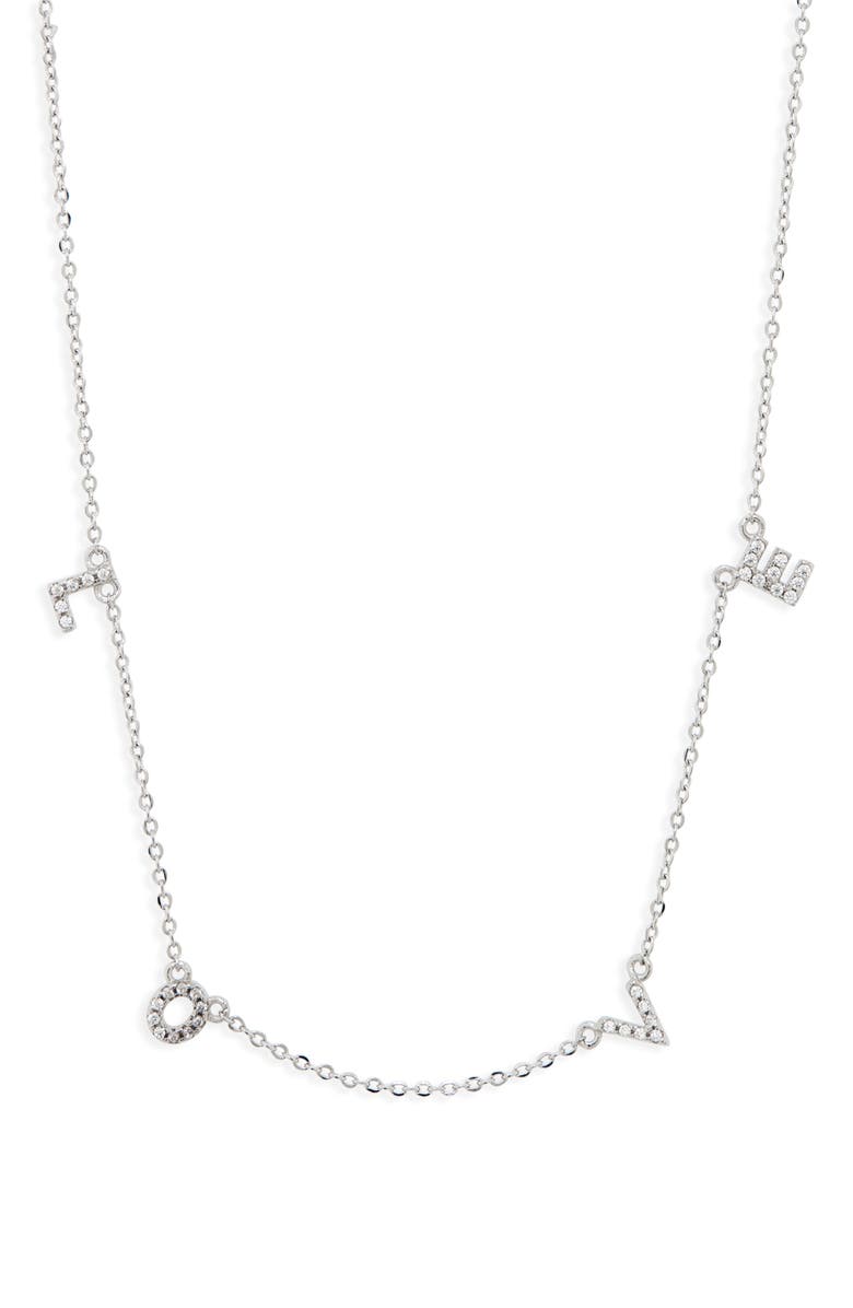 CHARM IT!<sup>®</sup> Pavé Love Sterling Silver Necklace, Main, color, 