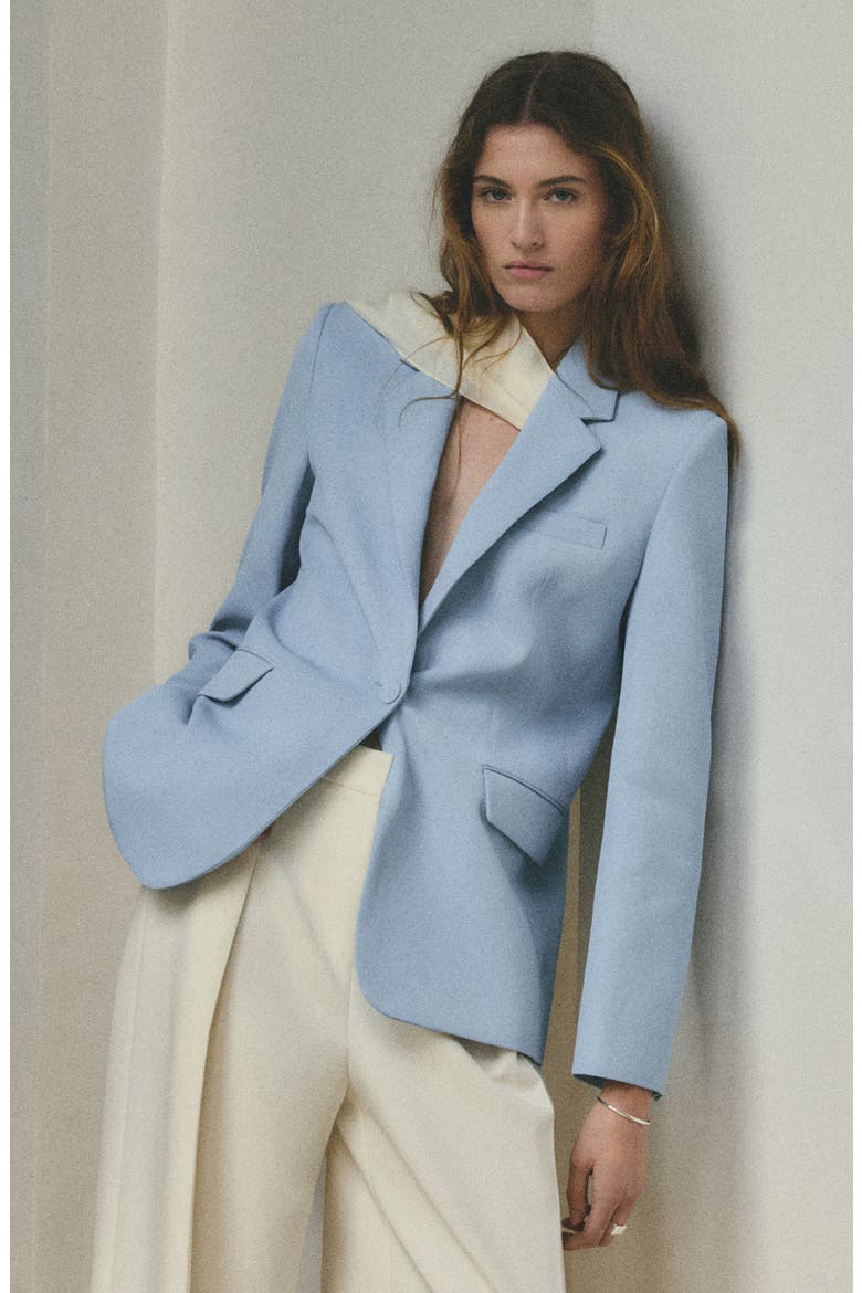 Americana One-Button Blazer, Alternate, color, SKY BLUE