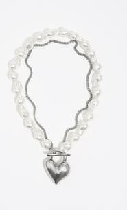 Bimba y Lola Padlock Heart And Pearl Necklace