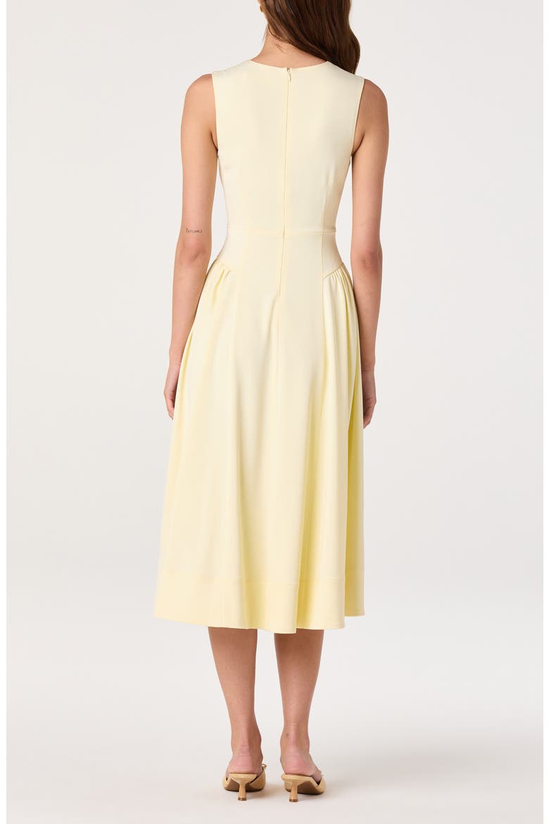 Seraphina Pleated Twist Corset Midi Dress, Alternate, color, BUTTER YELLOW