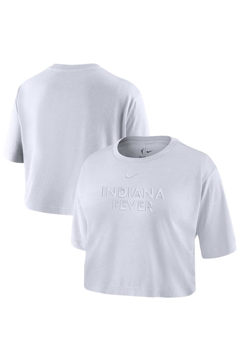 Women's Nike  White Indiana Fever Basketball Tonal Wordmark Cropped T-Shirt, Main, color, White