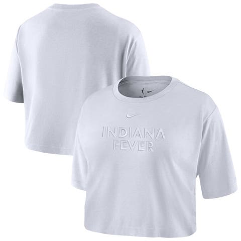 Women's Nike  White Indiana Fever Basketball Tonal Wordmark Cropped T-Shirt