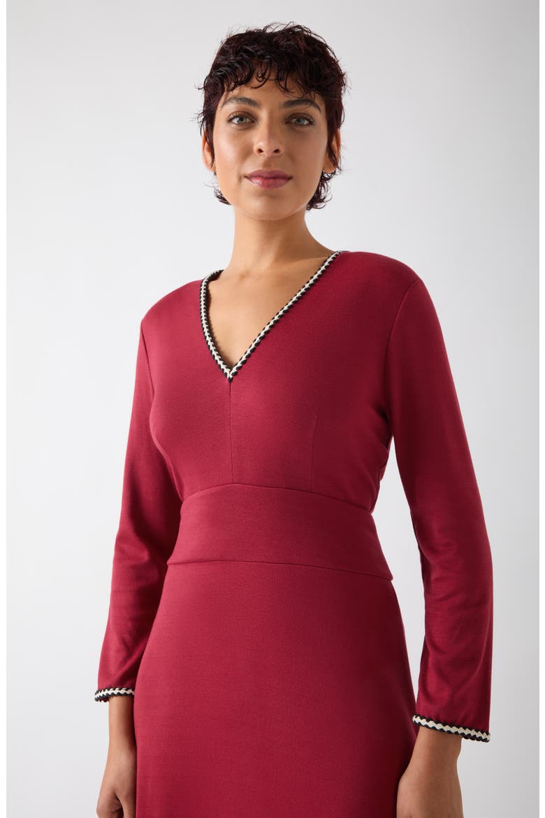 Yvonne Long Sleeve Ponte Midi Dress, Alternate, color, RED