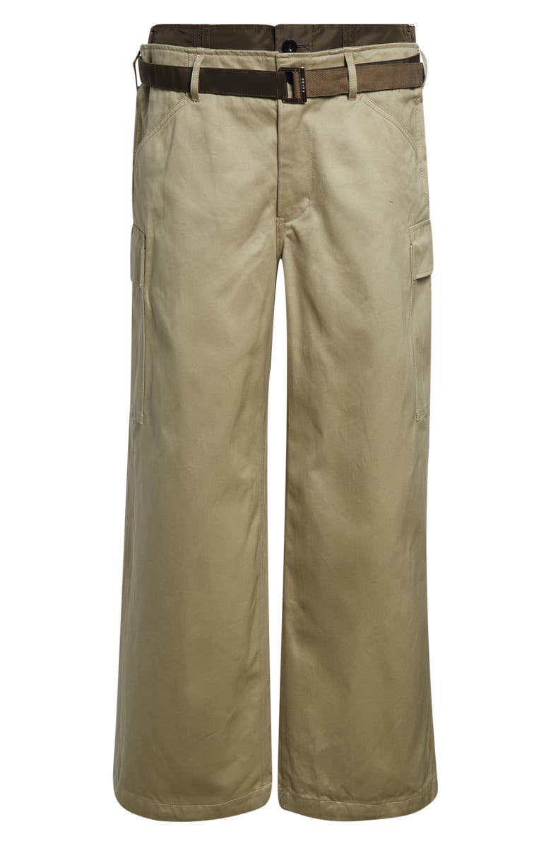 Sacai Extended Waist Cotton Chino Straight Leg Cargo Pants, Alternate, color, Beige