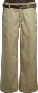 Sacai Extended Waist Cotton Chino Straight Leg Cargo Pants