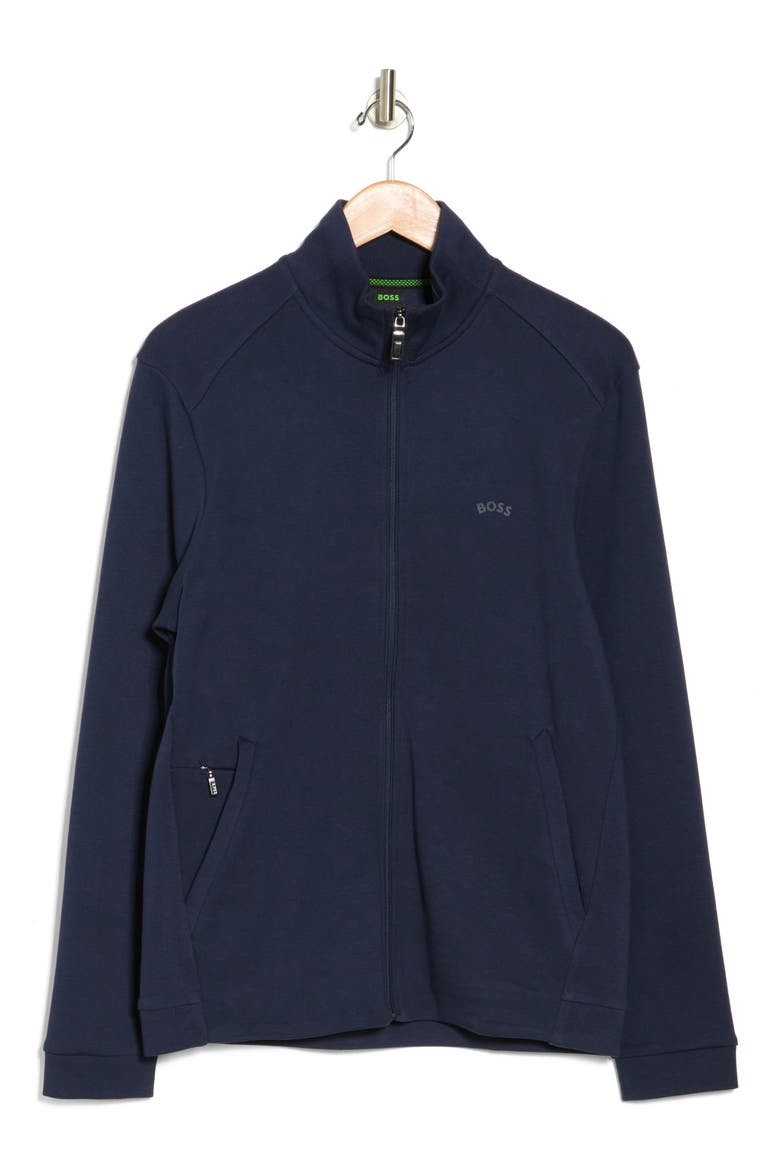 Skaz Curved Cotton Zip-Up Jacket, Alternate, color, NAVY