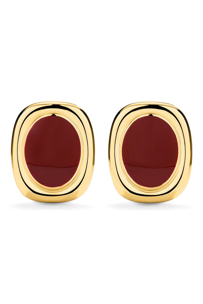 Bold Oval Statement Earrings, Main, color, GOLD/ RED