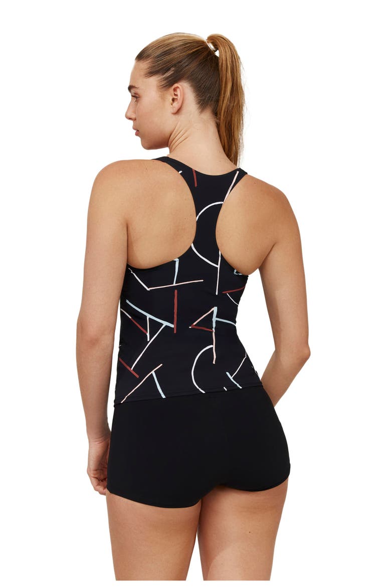 Kai Scoop Neck Tankini Top, Alternate, color, Multi Black