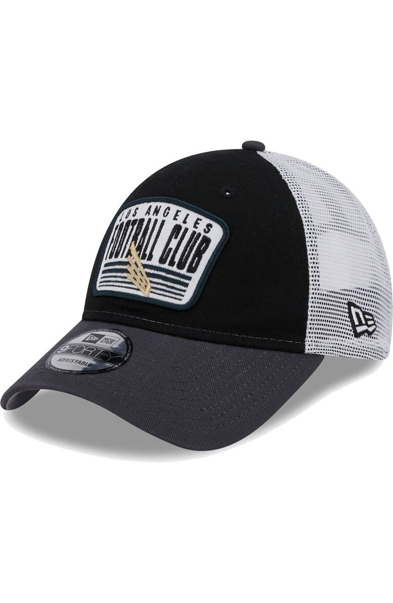 New Era Men's New Era Black/Charcoal LAFC Patch 9FORTY Trucker Snapback Hat, Main, color,