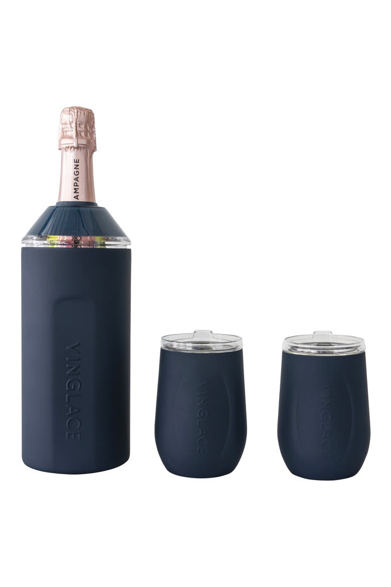 Wine Bottle Chiller & Tumbler Gift Set, Main, color, NAVY