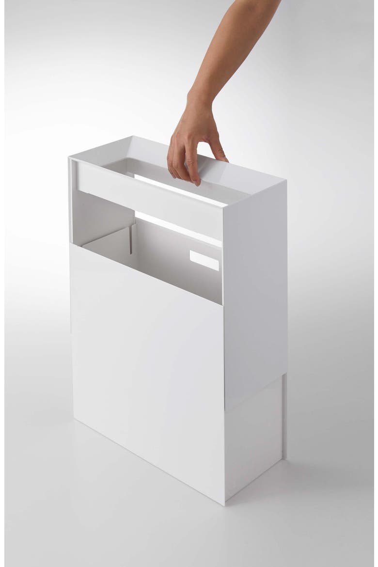 Wide Trash Can, Alternate, color, WHITE