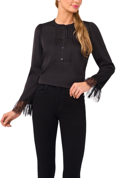 Pintuck Lace Trim Top
