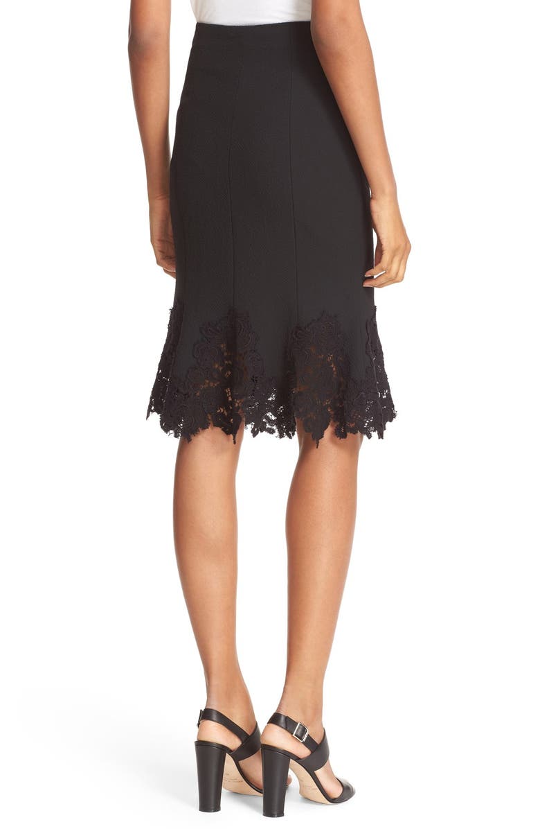 Rebecca Taylor Lace Hem Piqué Flounce Skirt, Alternate, color, 