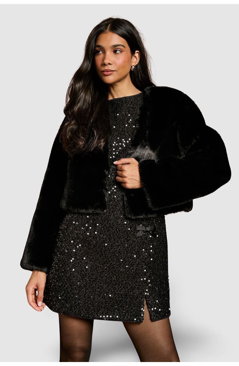 Coast Edge To Edge Faux Fur Coat, Alternate, color, Black