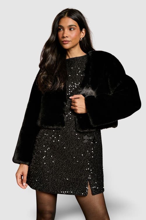 Coast Edge To Edge Faux Fur Coat In Black