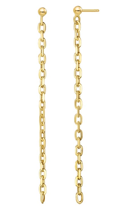 14K Gold Chain Drop Earrings
