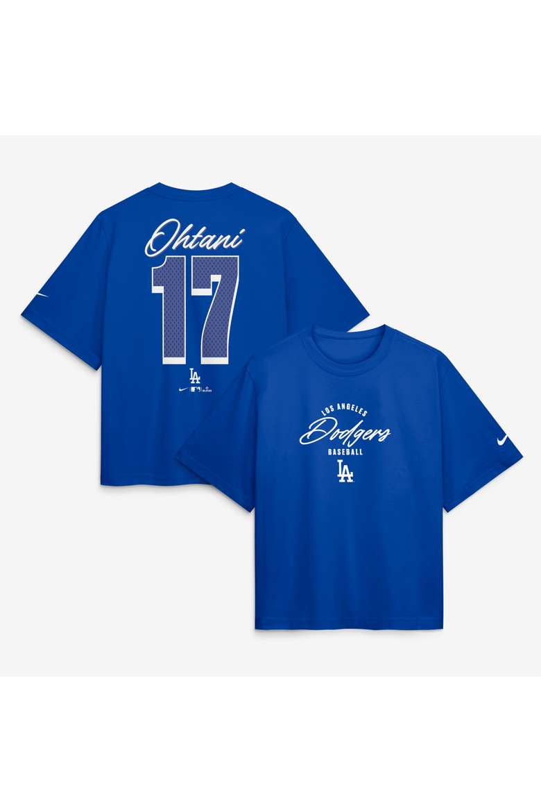 Women's Nike Shohei Ohtani Royal Los Angeles Dodgers Premium Essentials Boxy Name & Number T-Shirt, Main, color, Royal