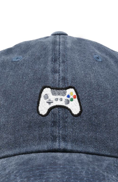 Dalix Game Controller Embroidered Hat In Washed Navy Blue