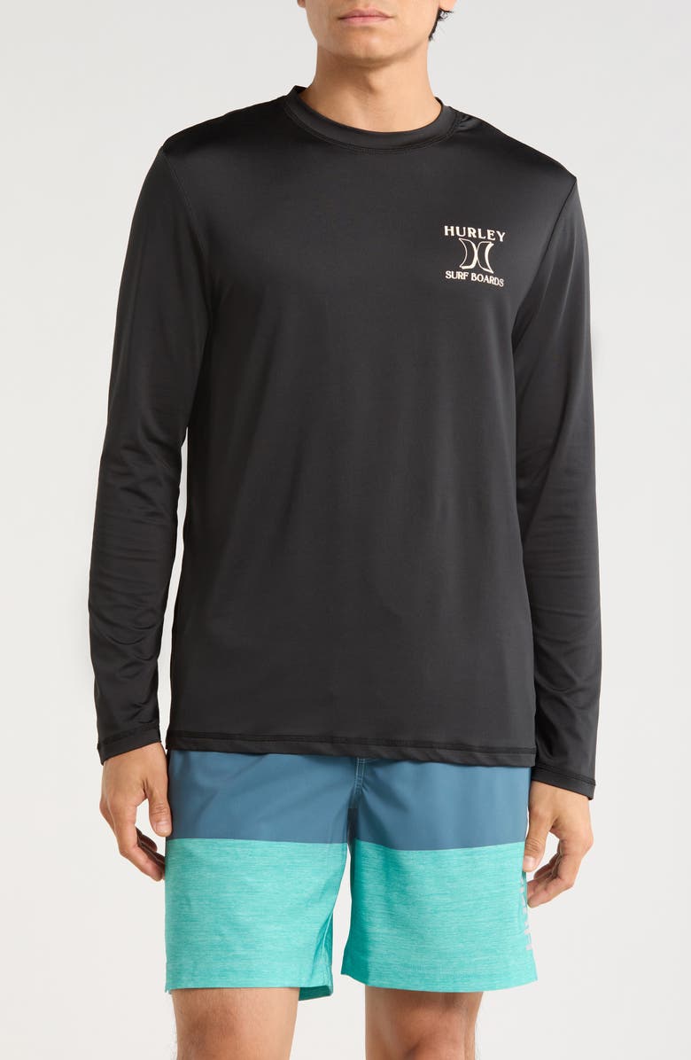 Hurley Surfboard Long Sleeve Sunshirt, Main, color, Black
