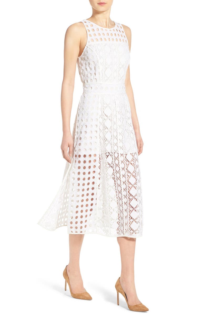 Olivia Palermo + Chelsea28 Patchwork Lace Midi Dress, Alternate, color,
