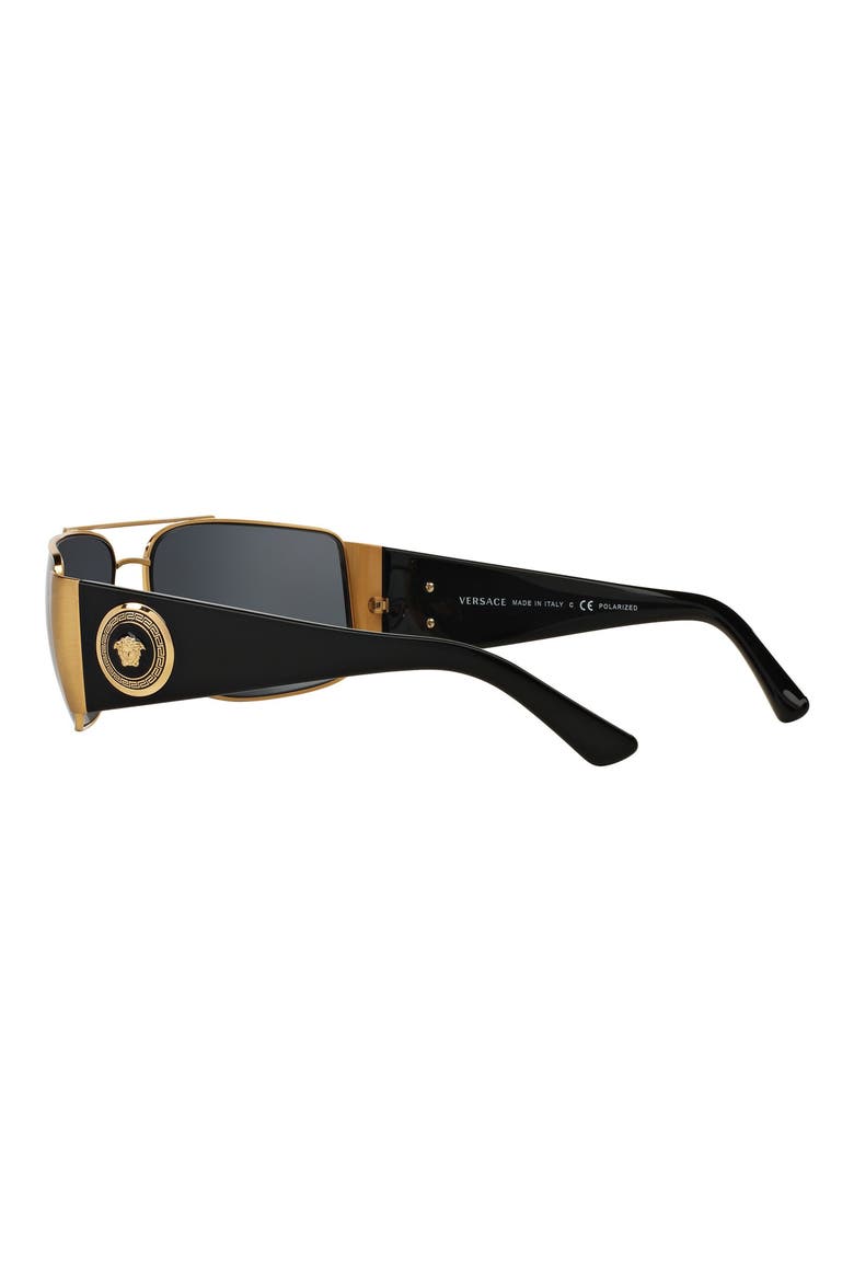 63mm Polarized Oversize Rectangular Sunglasses, Alternate, color, GOLD/ GREY