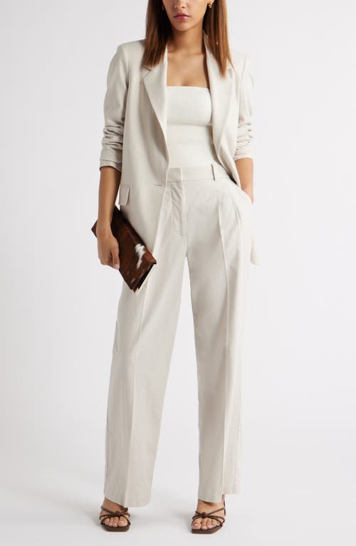 Open Edit Everyday Linen Blend Pants In Gray