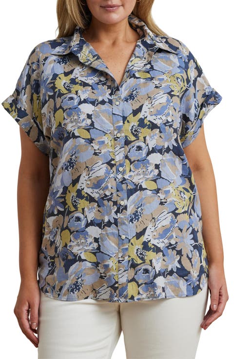 ラルフ・ローレン Lauren Ralph Lauren Plus Size Floral Cotton-Blend Short Sleeve Swe Lauren Ralph Lauren Women's Plus-Size Floral Cotton Voile