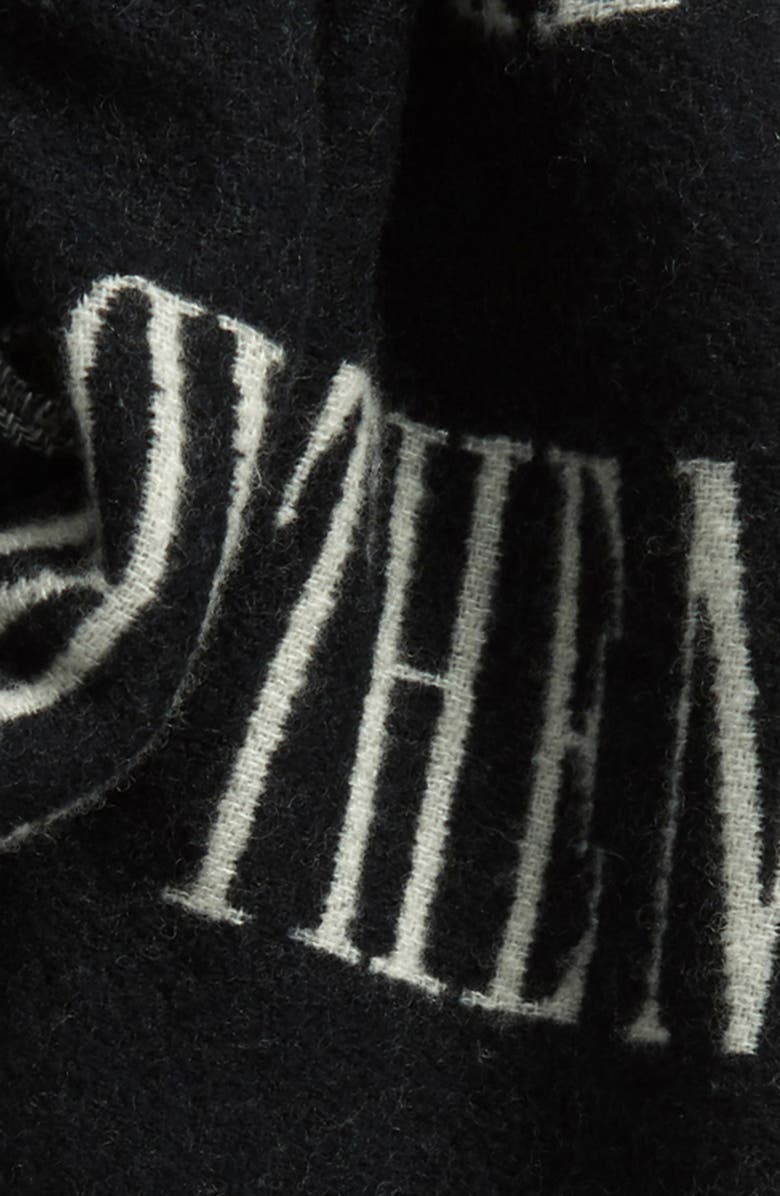 AllSaints Varsity Woven Wool Blend Scarf, Alternate, color, Black