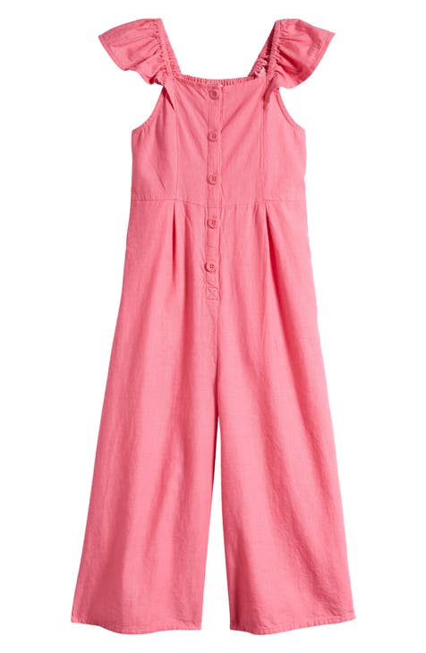 Kids' Flutter Sleeve Cotton Romper (Big Kid)