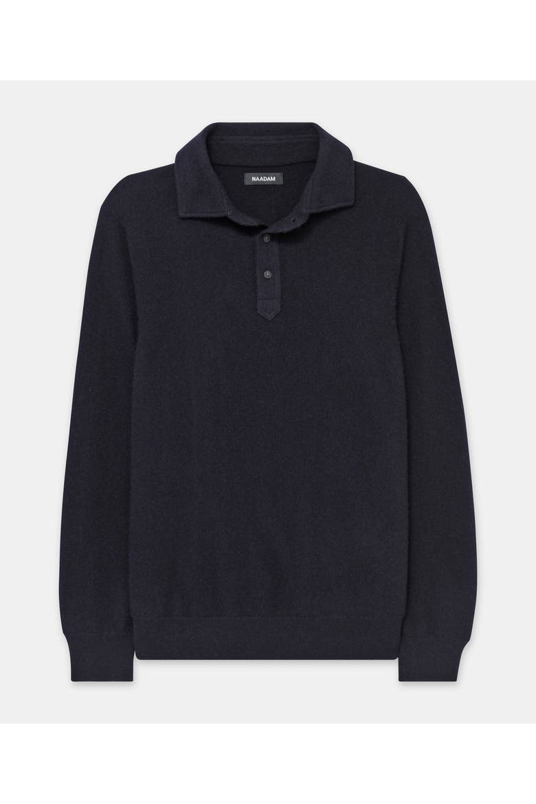 Signature Cashmere Long Sleeve Polo, Alternate, color, Navy