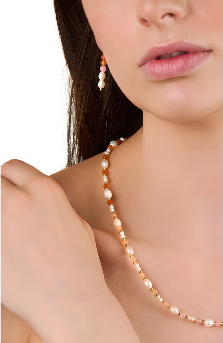 Little Sky Stone Eliza Pearl Bead Necklace, Alternate, color, Pink / Gold