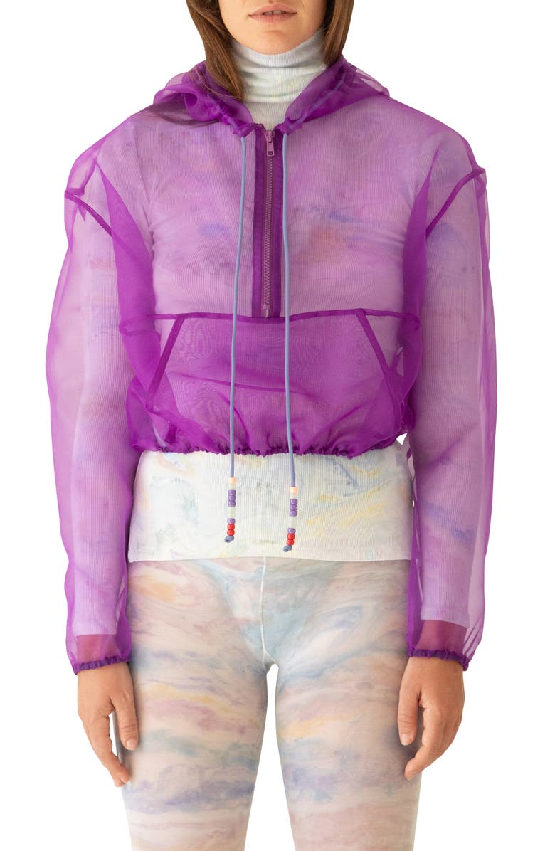 KkCo Transparent Organza Crop Hoodie, Main, color, 