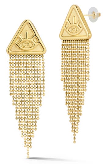 Sphera Milano Plated Evil Eye Fringe Earrings