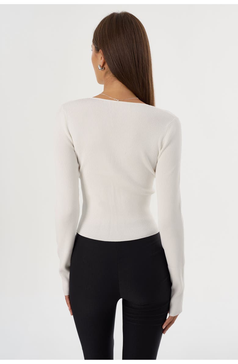 LAMARQUE ROMANE | Rib Knit Long Sleeve Top, Alternate, color, Off White