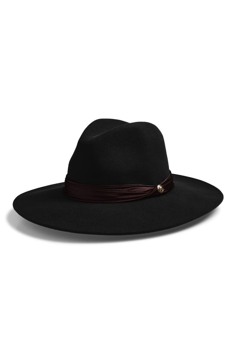 Clara Wool Felt Fedora, Main, color, BLACK