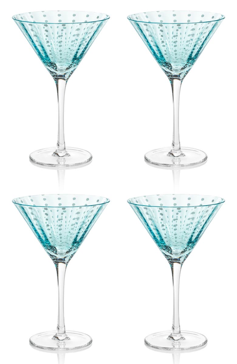 Zodax Portofino Dot Set of 4 Martini Glasses, Main, color,
