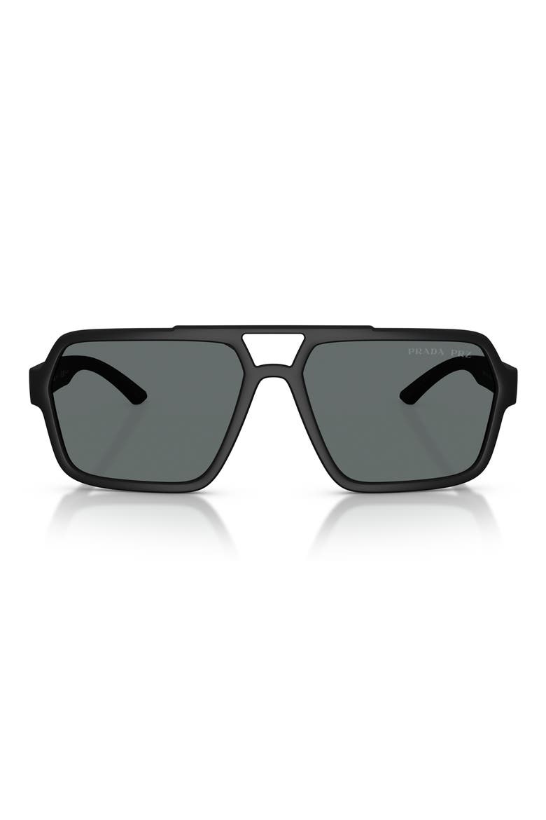 59mm Polarized Pilot Sunglasses, Main, color, BLACK / POLAR DARK GREY