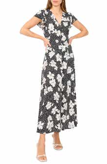 Floral Cap Sleeve Empire Waist Maxi Dress