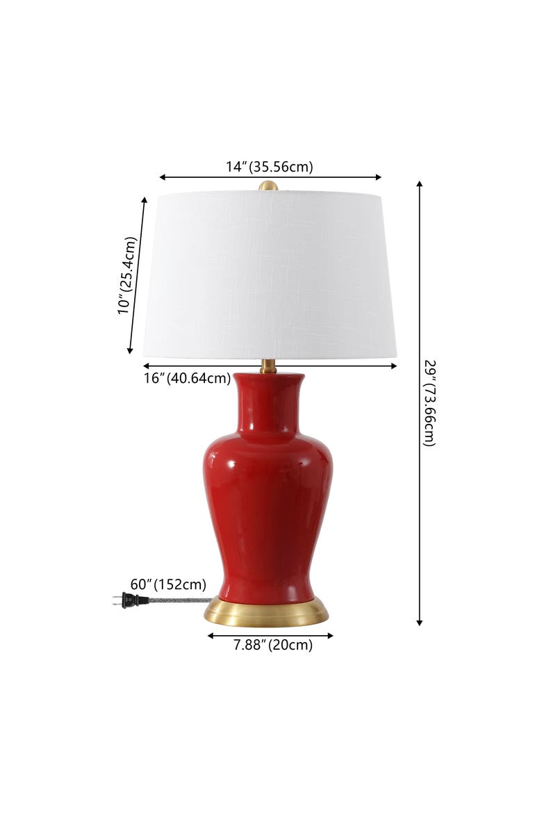 Julian Traditional Classic Ceramic Urn LED Table Lamp, Alternate, color, Red