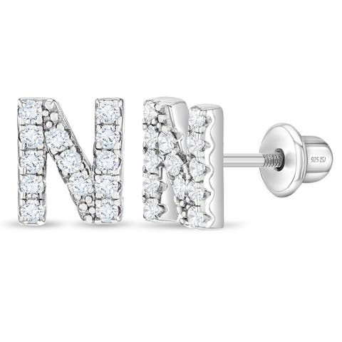 Cubic Zirconia Letter Initial Earrings