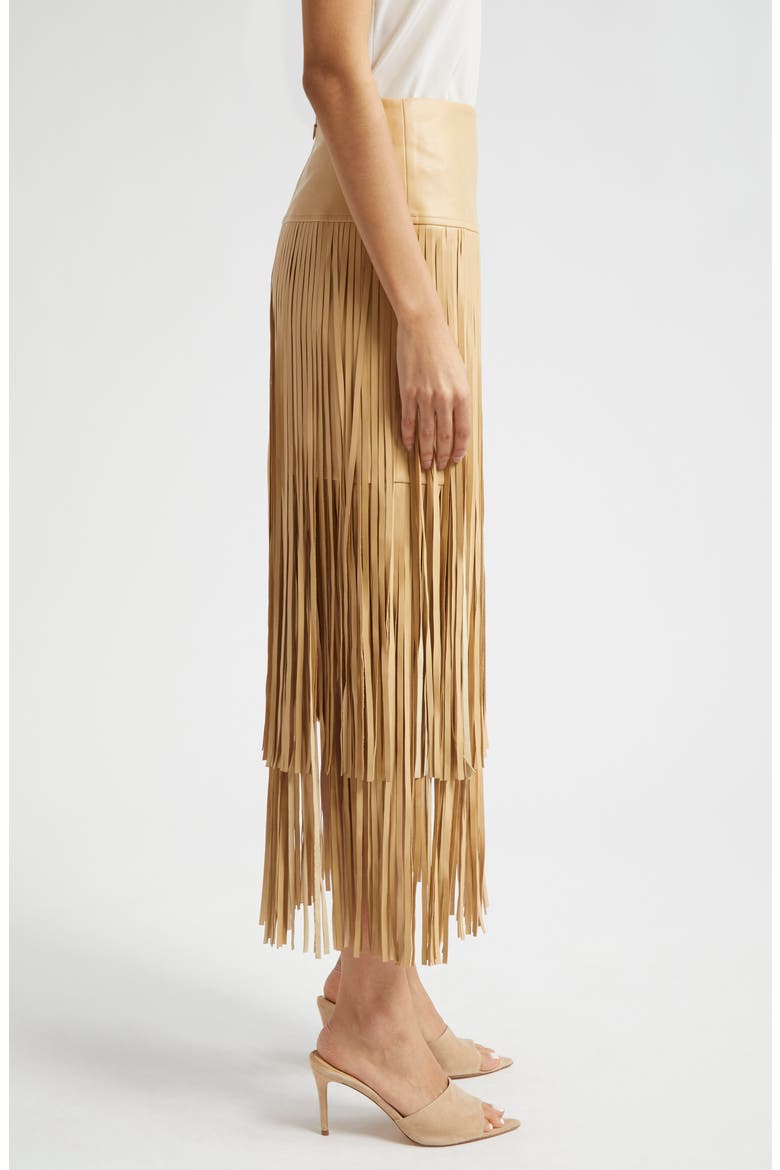 Karolina Fringe Tiered Midi Skirt, Alternate, color, CROISSANT