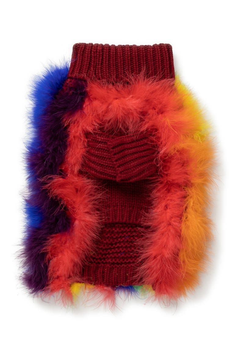 Christian Cowan Rainbow Fluffy Dog Sweater, Alternate, color, MULTI