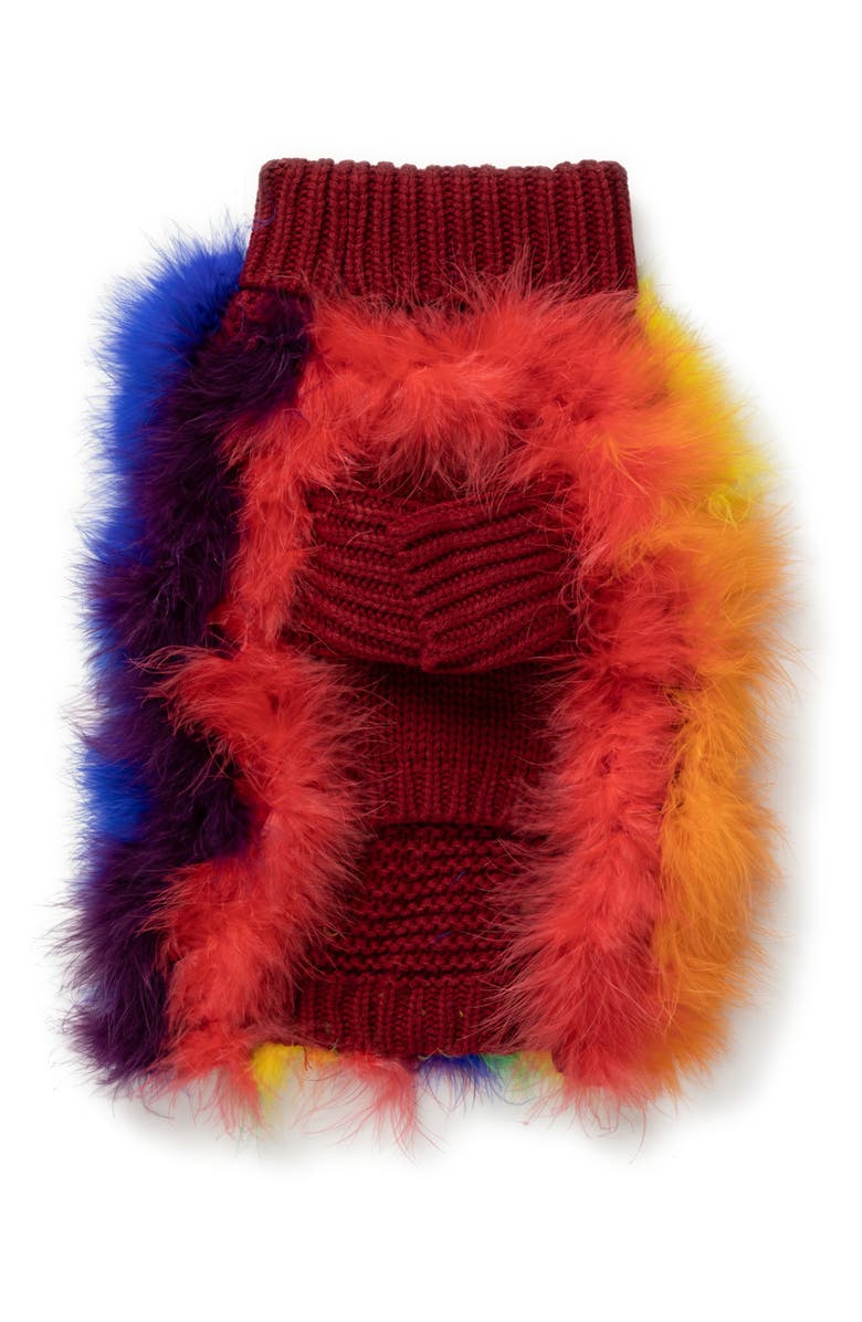 maxbone Christian Cowan Rainbow Fluffy Dog Sweater, Alternate, color,