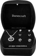 Danecraft Cubic Zirconia Stud Earrings & Pendant Necklace Set