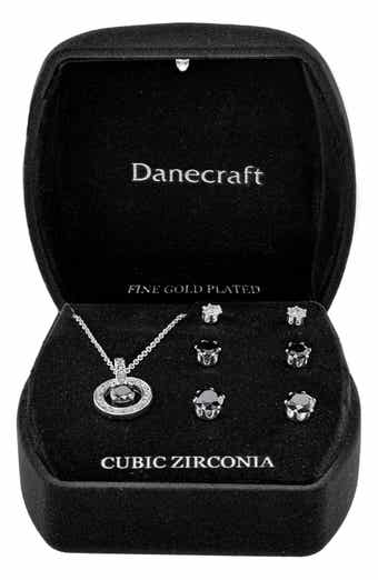 Danecraft Cubic Zirconia Stud Earrings & Pendant Necklace Set