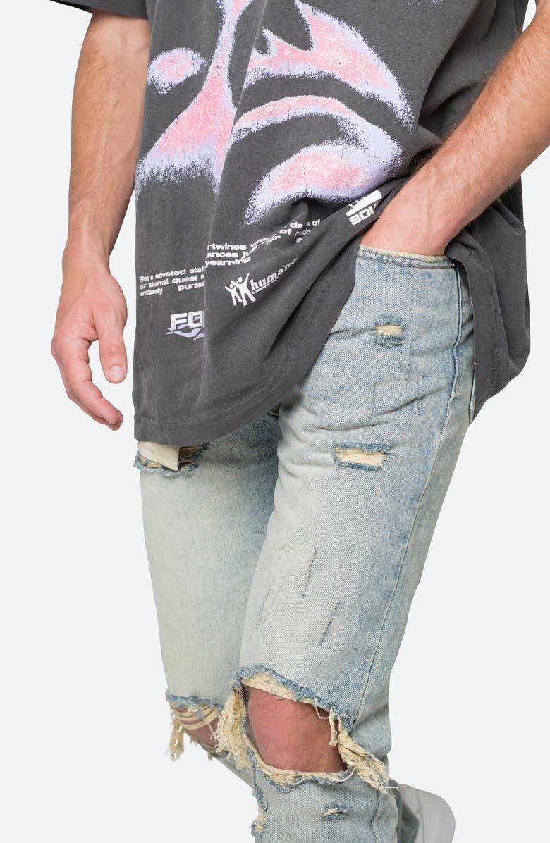 mnml D544 Ripped Straight Leg Jeans, Alternate, color, 