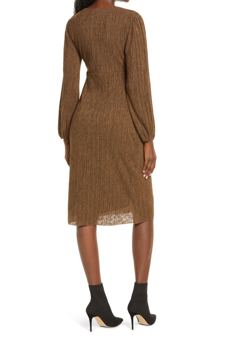 Plissé Empire Waist Midi Dress, Alternate, color, DESERT PALM